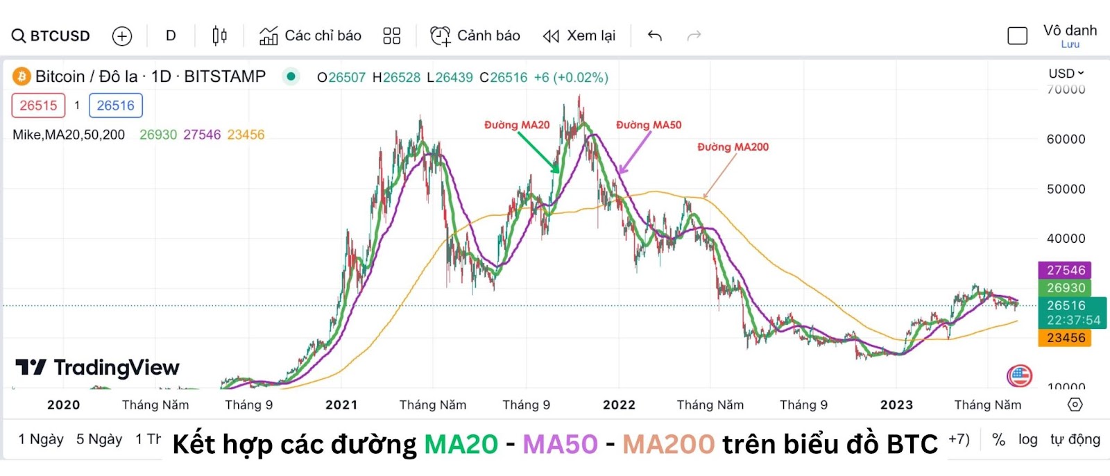 Các đường MA phổ biến trên thị trường